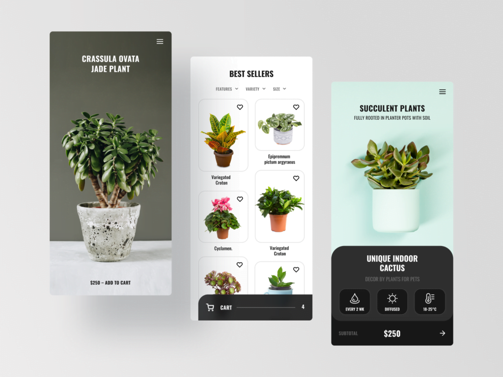 gardening app interface