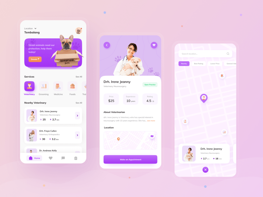 petcare app interface