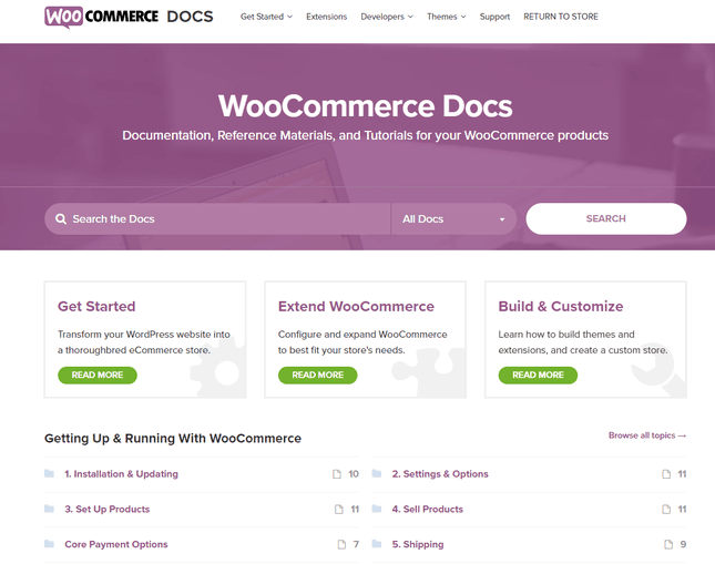 woocommerce docs