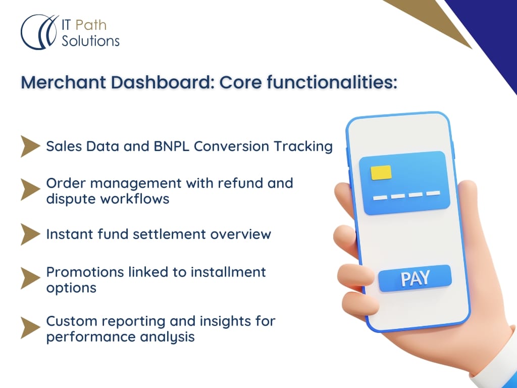 Merchant Dashboard Core functionalities for BNPL app development