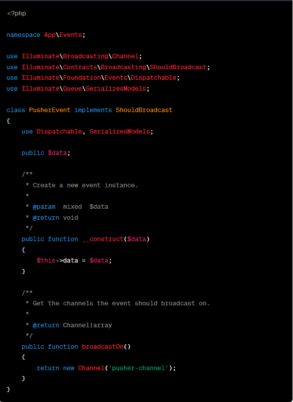 laravel pusher