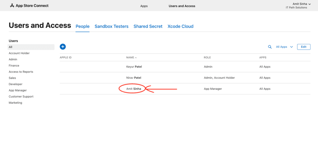 Confirmation of User Added in the 'User and Access' Section
