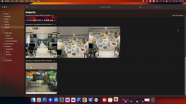 Importing images using Photos in Mac