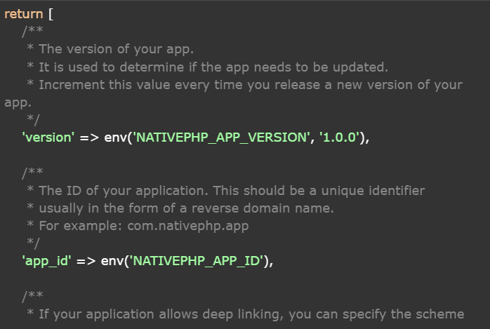 native php configuration file