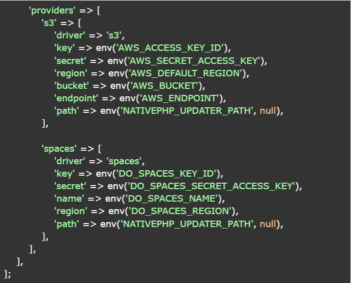 native php configuration file