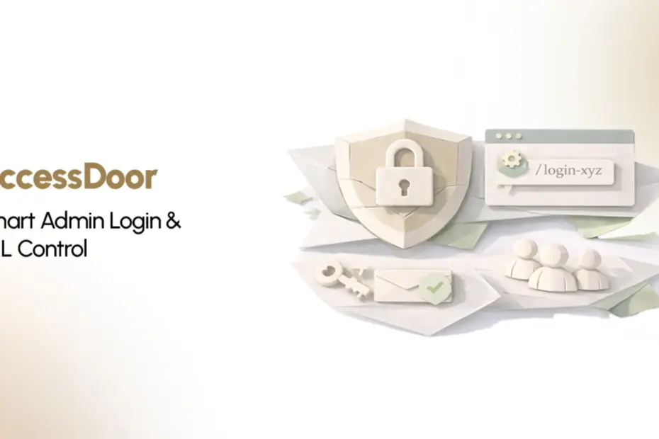 AccessDoor WordPress plugin showing smart admin login and secure URL control