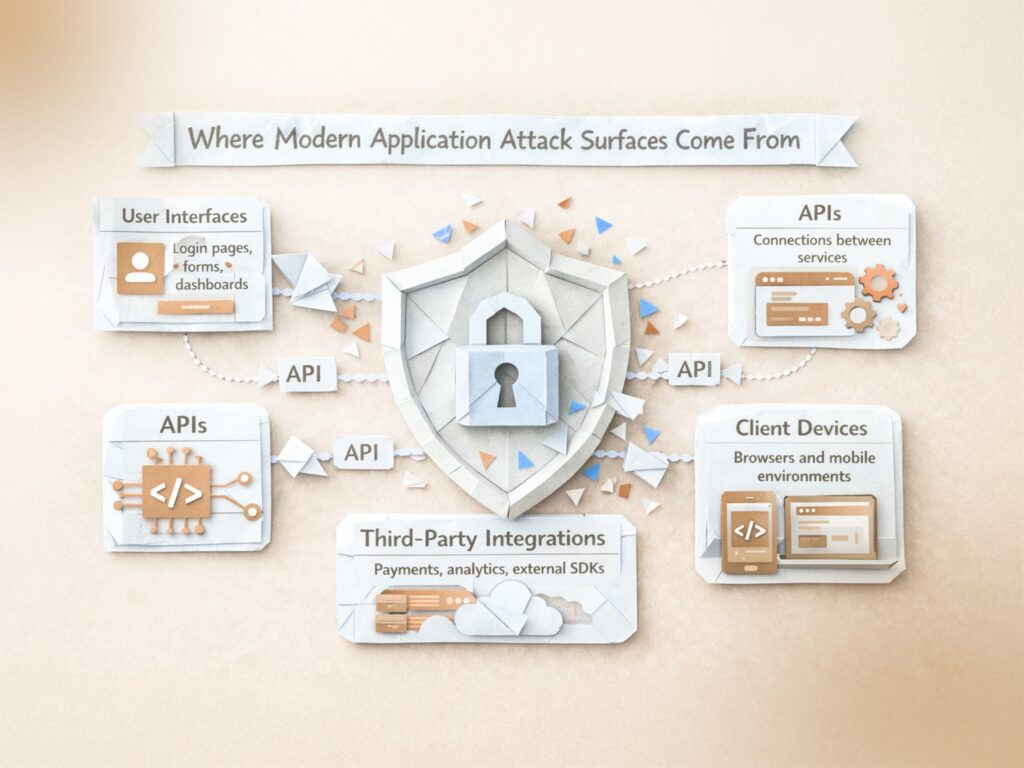 Modern application attack surfaces including APIs