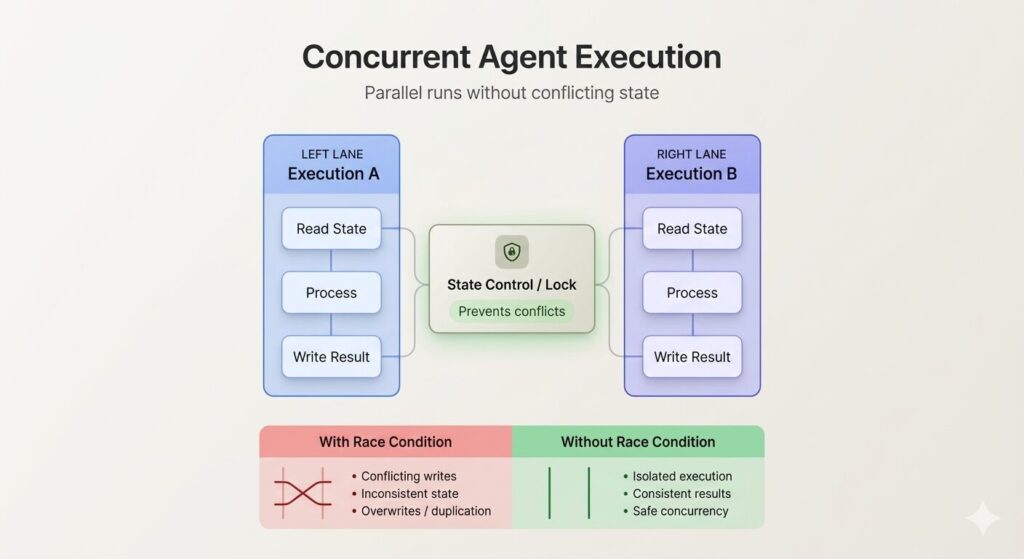 Concurrent Agent Executions Do Not Produce Race Conditions