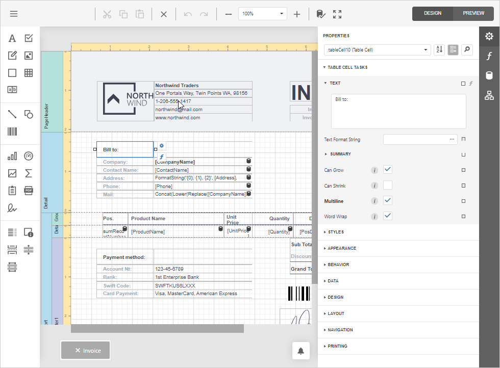The Web Report Designer
